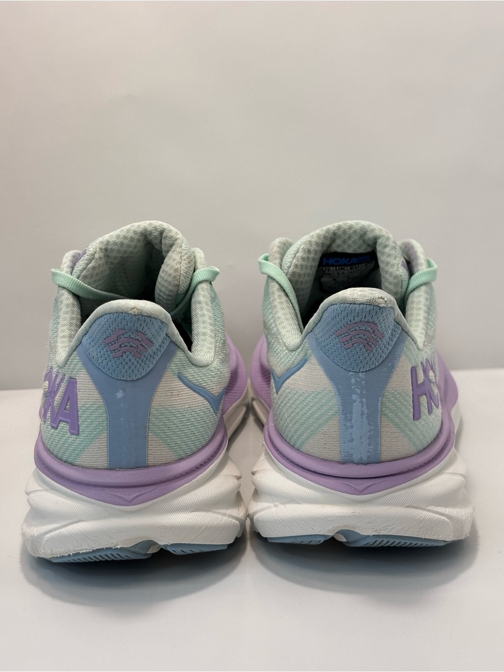 Hoka Clifton 9 Women's Size 10B Running Shoes Mint Green/Purple/White Sneakers - Picture 3 of 16